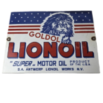 Vintage Lion Oil Sign – Service Station Gas Pump Advertising Porcelain Sign