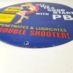 Vintage Lubricant Sign – Pin Up Trouble Shooter Porcelain Gas Service Sign - Image 12