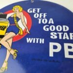 Vintage Lubricant Sign – Pin Up Trouble Shooter Porcelain Gas Service Sign - Image 4
