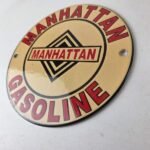 Vintage Manhattan Gasoline Sign – Gas Service Station Pump Porcelain Sign - Image 13