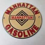 Vintage Manhattan Gasoline Sign – Gas Service Station Pump Porcelain Sign - Image 15