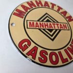 Vintage Manhattan Gasoline Sign – Gas Service Station Pump Porcelain Sign - Image 6