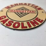 Vintage Manhattan Gasoline Sign – Gas Service Station Pump Porcelain Sign - Image 10