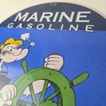 Vintage Marine Gasoline Sign – Popeye Sailor Porcelain Enamel Gas Oil Pump Sign - Image 12
