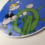 Vintage Marine Gasoline Sign – Popeye Sailor Porcelain Enamel Gas Oil Pump Sign - Image 14