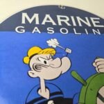 Vintage Marine Gasoline Sign – Popeye Sailor Porcelain Enamel Gas Oil Pump Sign - Image 5