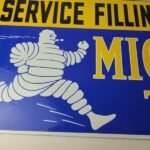 Vintage Michelin Tires Sign – Gas Auto Pump Plate Sign – Motorcycle Service Sign - Image 3