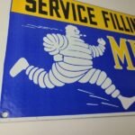 Vintage Michelin Tires Sign – Gas Auto Pump Plate Sign – Motorcycle Service Sign - Image 6