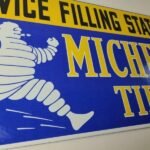 Vintage Michelin Tires Sign – Gas Auto Pump Plate Sign – Motorcycle Service Sign - Image 7