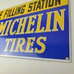 Vintage Michelin Tires Sign – Gas Auto Pump Plate Sign – Motorcycle Service Sign - Image 9
