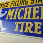 Vintage Michelin Tires Sign – Gas Auto Pump Plate Sign – Motorcycle Service Sign - Image 10