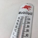 Vintage Mobil Gas Sign – Service Station Pump Ad Sign on Porcelain Thermometer - Image 12