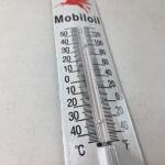 Vintage Mobil Gas Sign – Service Station Pump Ad Sign on Porcelain Thermometer - Image 6