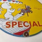 Vintage Mobil Gasoline Sign – Casper Ghost Gas Pump Station Ad Porcelain Sign - Image 11