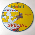 Vintage Mobil Gasoline Sign – Casper Ghost Gas Pump Station Ad Porcelain Sign - Image 15