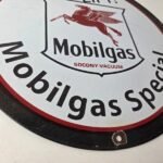 Vintage Mobil Gasoline Sign – Mobilgas Oil Pump Plate Porcelain Sign - Image 11