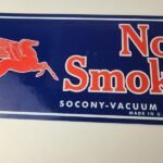 Vintage Mobil Gasoline Sign – Tobacco No Smoking Porcelain Gas Station Pump Sign - Image 3