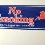 Vintage Mobil Gasoline Sign – Tobacco No Smoking Porcelain Gas Station Pump Sign - Image 4