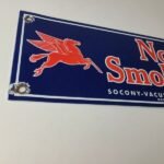 Vintage Mobil Gasoline Sign – Tobacco No Smoking Porcelain Gas Station Pump Sign - Image 6
