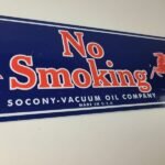 Vintage Mobil Gasoline Sign – Tobacco No Smoking Porcelain Gas Station Pump Sign - Image 7
