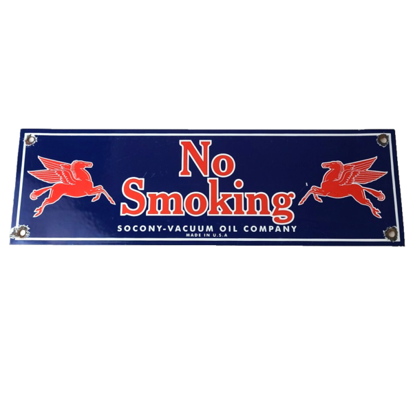 vintage-mobil-gasoline-sign-tobacco-no-smoking-porcelain-gas-station-pump-sign-306268096789-600x600-1.png Vintage Mobil Gasoline Sign – Tobacco No Smoking Porcelain Gas Station Pump Sign - Image 1