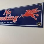 Vintage Mobil Gasoline Sign – Tobacco No Smoking Porcelain Gas Station Pump Sign - Image 9