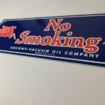 Vintage Mobil Gasoline Sign – Tobacco No Smoking Porcelain Gas Station Pump Sign - Image 10