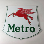 Vintage Mobil Metro Sign – Porcelain Metro Gasoline Pegasus Gas Pump Sign - Image 16