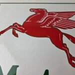 Vintage Mobil Metro Sign – Porcelain Metro Gasoline Pegasus Gas Pump Sign - Image 3