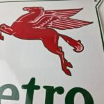 Vintage Mobil Metro Sign – Porcelain Metro Gasoline Pegasus Gas Pump Sign - Image 4