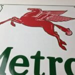 Vintage Mobil Metro Sign – Porcelain Metro Gasoline Pegasus Gas Pump Sign - Image 10