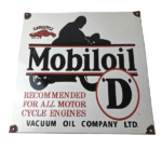 Vintage Mobil Oil Sign – Motorcycle Advertising Gas Pump Station Porcelain Sign