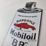Vintage Mobil Porcelain Sign – BB Motor Oil Can Porcelain Gargoyle Sign - Image 12