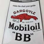 Vintage Mobil Porcelain Sign – BB Motor Oil Can Porcelain Gargoyle Sign - Image 3