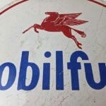 Vintage Mobil Sign – Pegasus Mobilgas Gas Fuel Pump Service Porcelain Sign - Image 3