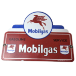 Vintage Mobilgas Porcelain Sign – Mobil Pegasus Porcelain Gas Pump Plate Sign - Image 2