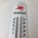 Vintage Mobilgas Sign – Gas Service Pump Ad Sign on Porcelain Thermometer - Image 3