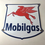 Vintage Mobilgas Sign – Porcelain Mobil Gasoline Pegasus Shield Gas Pump Sign - Image 15