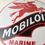 Vintage Mobiloil Porcelain Sign – Marine Pegasus Oil Advertising Sign - Image 4