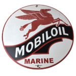 Vintage Mobiloil Porcelain Sign – Marine Pegasus Oil Advertising Sign - Image 2