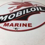 Vintage Mobiloil Porcelain Sign – Marine Pegasus Oil Advertising Sign - Image 10