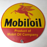 Vintage Mobiloil Porcelain Sign – Pegasus Mobil Oil Company Sign - Image 15