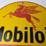 Vintage Mobiloil Porcelain Sign – Pegasus Mobil Oil Company Sign - Image 3