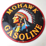 Vintage Mohawk Gasoline Sign – Gas Porcelain Service Native American Indian Sign - Image 15