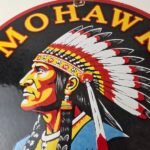 Vintage Mohawk Gasoline Sign – Gas Porcelain Service Native American Indian Sign - Image 3