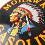 Vintage Mohawk Gasoline Sign – Gas Porcelain Service Native American Indian Sign - Image 4