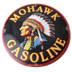 Vintage Mohawk Gasoline Sign – Gas Porcelain Service Native American Indian Sign - Image 2