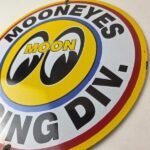 Vintage Moon Eyes Sign – Speed Drag Race Division Porcelain Gas Pump Sign - Image 13
