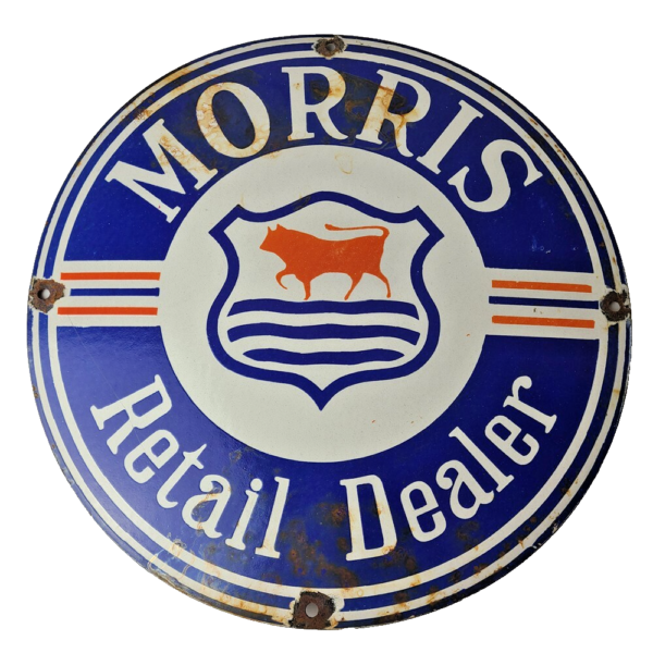 vintage-morris-retail-dealer-sign-porcelain-automobiles-gas-oil-pump-sign-306249672185-600x600-1.png Vintage Morris Retail Dealer Sign – Porcelain Automobiles Gas Oil Pump Sign - Image 1