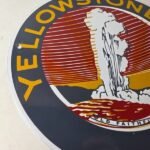 Vintage National Park Sign – Yellowstone Old Faithful Gas Pump Porcelain Sign - Image 6